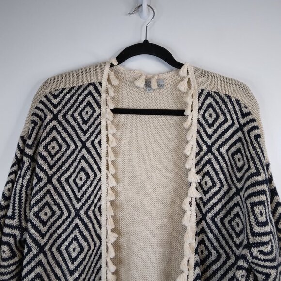 World Market Boho Aztec Tassel Open Front Cardigan OS - Picture 2 of 9